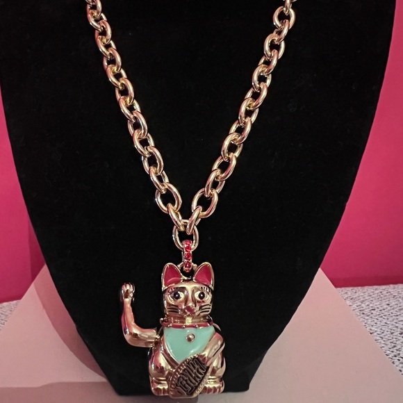 Betsey johnson - LUCKING OUT LUCKY CAT PENDANT NECKLACE RED NWT - Picture 7 of 10